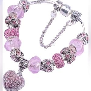 Pink Crystal Charms and Beads Women Bracelet